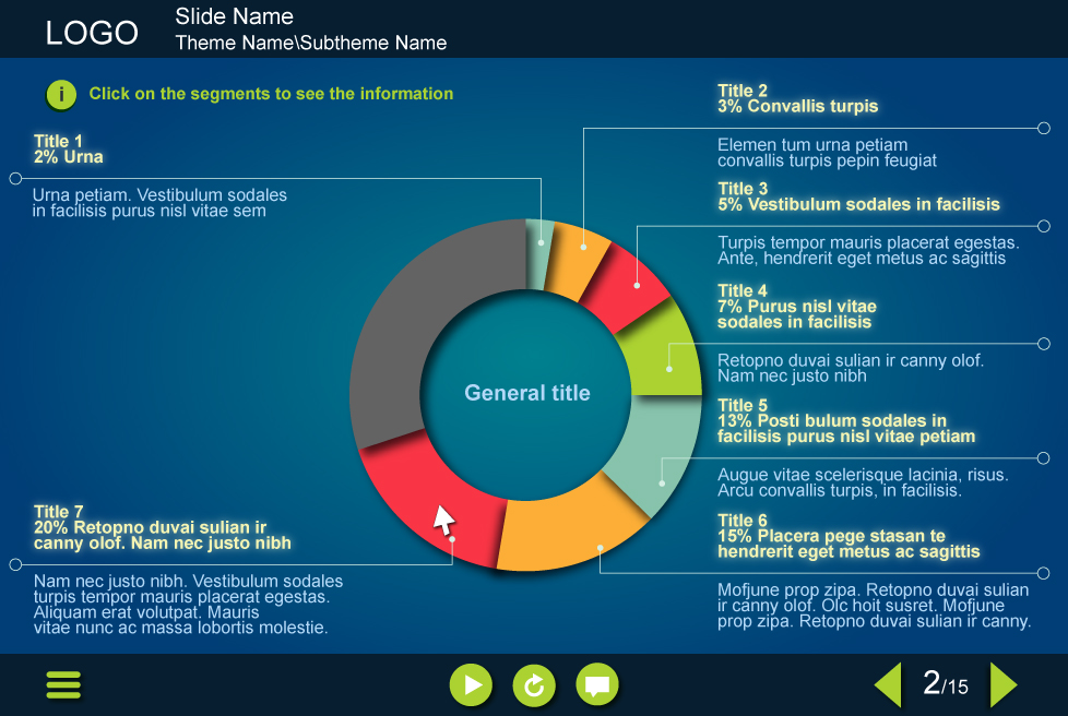 pie chart with eight clickable areas free storyline interaction